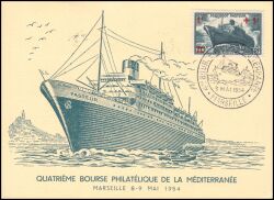 1954  4. Philatelistische Brse - Truppentransportschiff Pasteur