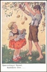 Künstlerkarte - Fanziska Schenkel - Spannenlanger Hansel, Nudeldicke Dirn .
