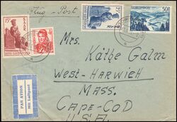 1950  Mischfrankatur auf Auslandsbrief per Luftpost