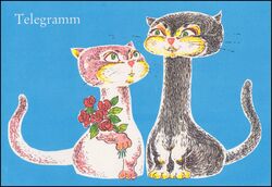 1985  DDR-Glckwunschtelegramm Katzen