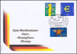 2002  3fach-Mischfrankatur in Euro und Pfennig