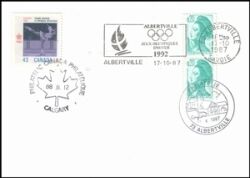 1987  Karte mit Stempel zur Olympiade Calgary und Albertville