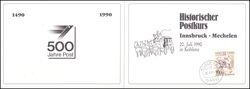1990  Faltkarte - 500 Jahre Post - Historischer Postkurs