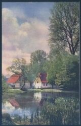 Landschaftsansicht - Häuser am Teich