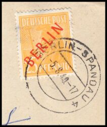 1949  Freimarke mit rotem Aufdruck Berlin