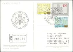 1984  Ganzsache mit Zusatzfrankatur