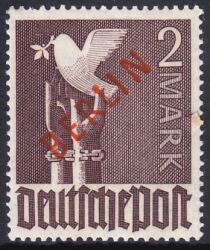 1949  Freimarken: Rotaufdruck Berlin