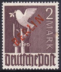 1949  Freimarken: Rotaufdruck Berlin