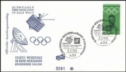 1968  Sonderstempel auf Brief - Olympiade über Satellit
