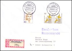 1992  Mischfrankatur auf R-Brief