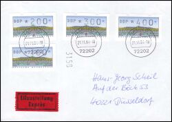 1994  Automatenmarken auf Brief mit Eilzustellung