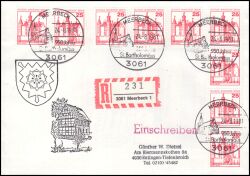 1978  Mehrfachfrankatur auf R-Brief