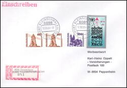 1991  Mischfrankatur auf R-Brief