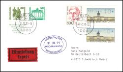 1991  Letzter Tag  für Mischfrankaturen "Deutsche Post"