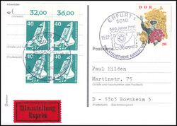 1990  Mischfrankatur auf Express-Postkarte
