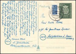 1950  Einzelfrankatur auf Postkarte