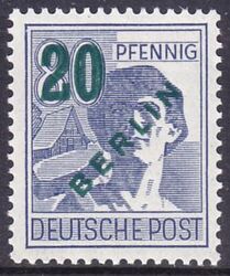 1949  Freimarken: Grnaufdruck Berlin