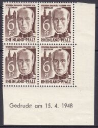 1948  Freimarke: Persönlichkeiten mit Druckdatum