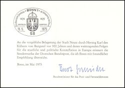 1975  Ministerkarte - Belagerung der Stadt Neuss