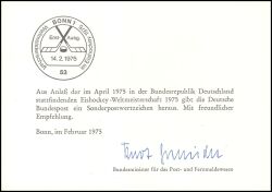 1975  Ministerkarte - Eishockeyweltmeisterschaft