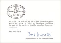 1976  Ministerkarte - Carl Maria von Weber