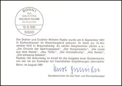 1981  Ministerkarte - Wilhelm Raabe