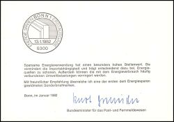 1982  Ministerkarte - Energiesparen