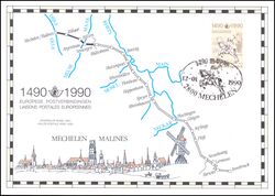 1990  Postamtliches Erinnerungsblatt - 500 Jahre Postverbindungen