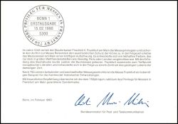 1990  Ministerkarte - Privileg für Messen in Frankfurt