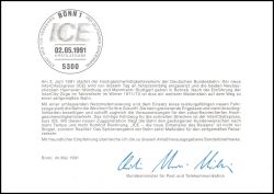 1991  Ministerkarte - Hochgeschwindigkeitsverkehr der DB