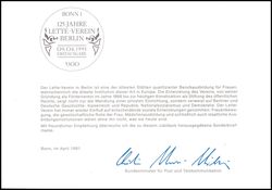 1991  Ministerkarte - 125 Jahre Lette-Verein