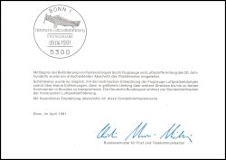1991  Ministerkarte - Historische Luftpostbeförderung