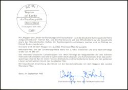 1993  Ministerkarte - Wappen der Länder - Rheinland Pfalz