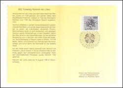1995  Ministerkarte - Todestag von Heinrich dem Lwen
