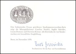 1976  Ministerkarte - Bedeutende deutsche Frauen
