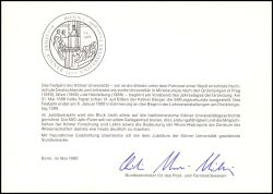 1988  Ministerkarte - 600 Jahre Kölner Universität