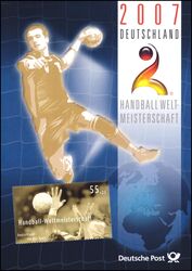 2007  Postamtliches Erinnerungsblatt - Handball-Weltmeisterschaft