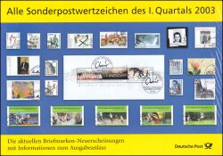 2003  Alle Sonderpostwertzeichen des 1. Quartals