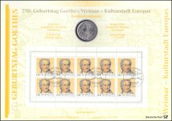 1999  Numisblatt - 250. Geburtstag von Johann Wolfgang v. Goethe