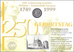 1999  Numisblatt - 250. Geburtstag von Johann Wolfgang v. Goethe