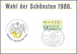 1986  Werbekarte der DBP - Wahl der Schönsten