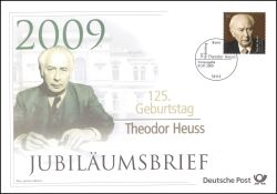 2009  Jubiläumsbrief  - 125. Geburtstag von Theodor Heuss