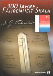 2014  Postamtliches Erinnerungsblatt - 300 Jahre Fahrenheit-Skala