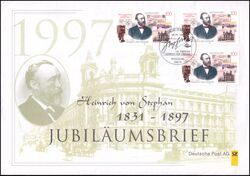 1997  Jubilumsbrief  - 100. Todestag von Heinrich von Stephan