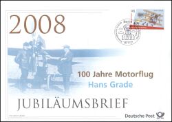 2008  Jubilumsbrief  - 100 Jahre Motorflug in Deutschland