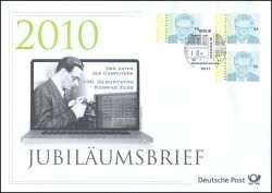 2010  Jubiläumsbrief  - 100. Geburtstag von Konrad Zuse dem Vater des Computers