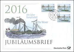 2016  Jubilumsbrief  - 200 Jahre Dampfschiff Die Weser