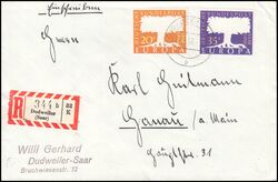 1957  Mischfrankatur auf Einschreibebrief