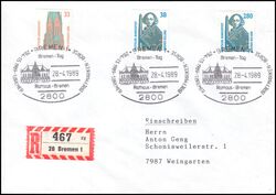1989  Mischfrankatur auf R-Brief