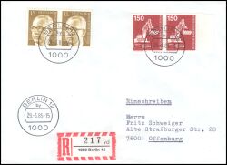 1985  Mischfrankatur auf R-Brief